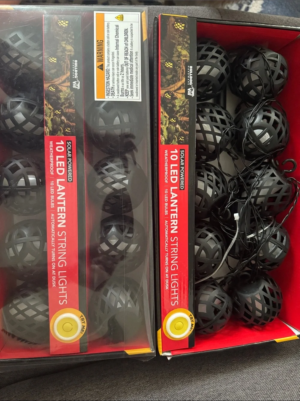 Brand New LED Black Lantern String Lights — Solar-Powered  Set of 2